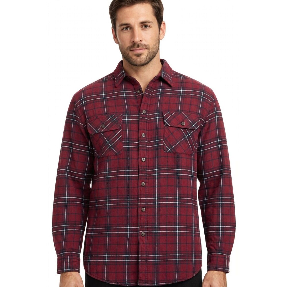 Wolverine Flannel Shirt Jacket Mens XLT Tall Red Plaid Quilted Lined Work